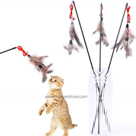 Feather Elastic Cat Toy Teaser Stick with Bell