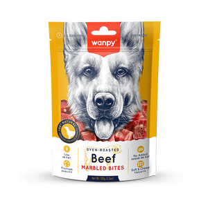 Wanpy Oven Roasted Dog Treat Beef Marbled Bites 100gm