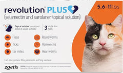 Revolution Plus Spot On (Selamectin and Sarolaner Topical Solution) for Cats 5.6–11 lbs (2.6–5.0 kg) Orange 1 Tube