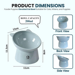 Elevated Cat Bowl for Cats, Kittens & Puppies