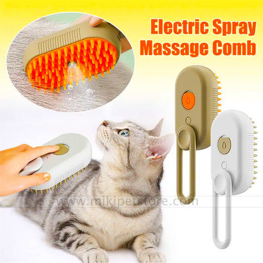 3-in-1 Steamy Pet Grooming Brush – Cat & Dog Hair Removal, Massage & Spray Comb