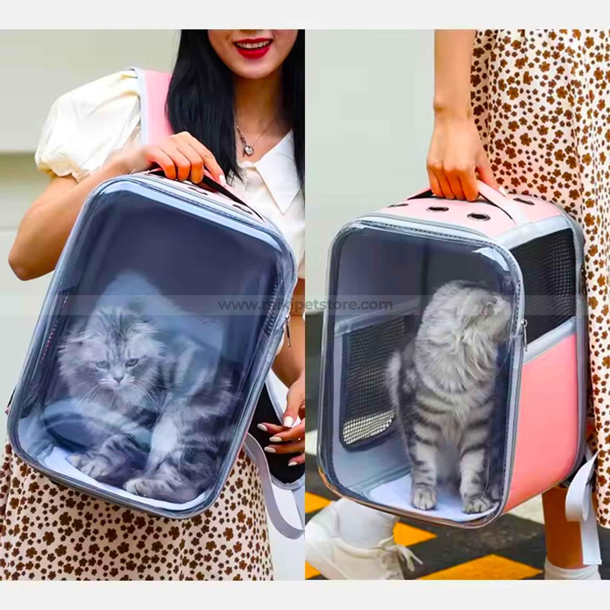 "Cat and dog carrier bag – breathable pet carrier backpack for travel with cats and small dogs, transparent design for outdoor use