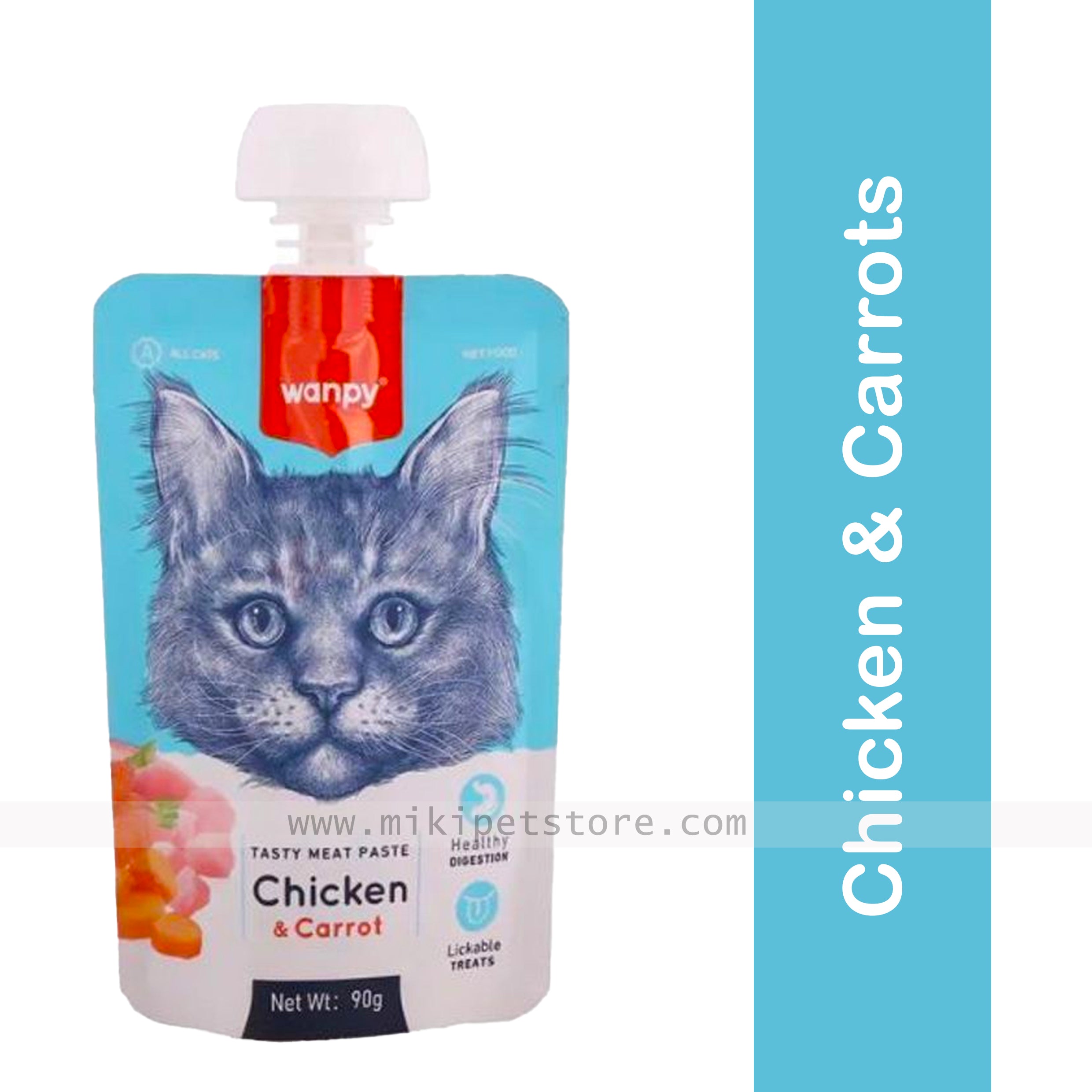 Wanpy Fresh Chicken & Carrots Cat Meat Paste – 90gm
