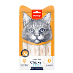Wanpy Creamy Lickable Cat Treats – Chicken & Crab (14gx5)