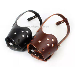 Leather Pet Muzzle Anti Bite Adjustable Pet Mouth Cover Comfortable Breathable Dog Muzzle