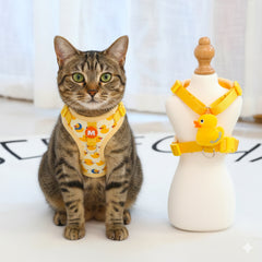 Adjustable Pet Harness with Cute Duckling Design Cat & puppy Leash with Cartoon Duck