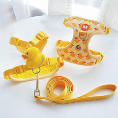 Adjustable Pet Harness with Cute Duckling Design Cat & puppy Leash with Cartoon Duck