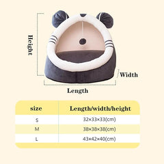 Foldable Cat Bed & Pet House Soft Nest with Dangling Toy Ball for Cats and Small Dogs