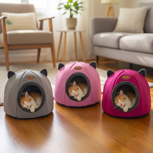 Cozy Ear-Design Pet House for Cats & Small Dogs