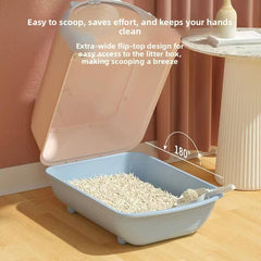Plastic Enclosed Pets Cat Toilets Portable Indoor Cats Litter Box