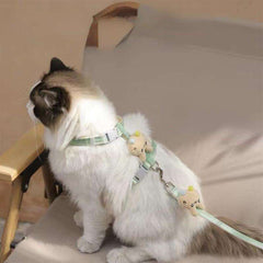 Cute Plaid Cat Harness and Leash Set Adjustable Rope Style for Outdoor Travel