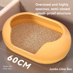 Extra Large Semi-Enclosed Cat Litter Box, Odor Control & Splash-Proof Capsule Cat Toilet, Kitten & Adult Cats