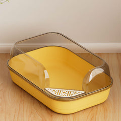 Corner Cut Extra Large Semi-Enclosed Litter Box for Cats