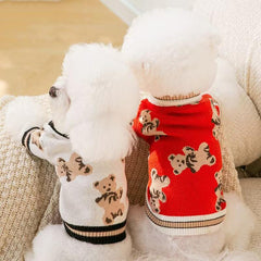 Bear Printed Pet Winter Sweater for Dogs & Cats