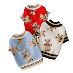 Bear Printed Pet Winter Sweater for Dogs & Cats