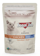 BonaCibo Kitten Wet Food Pouches - Chicken 85g