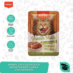 Wanpy Smooth Paste Pouch for Cats Tuna & Chicken 85gm