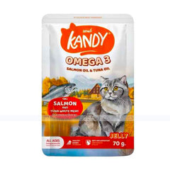 Kandy OMEGA 3 Pouch with Salmon & Tuna White Meat in Jelly 70g