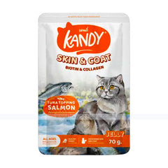 Kandy SKIN & COAT Pouch Tuna Topping Salmon in Jelly for All Ages 70g