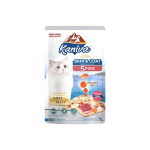 Kaniva Cat Pouch Skin & Coat with Tuna Topping 5 Fish In Jelly 70g