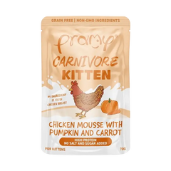 Pramy Carnivore Chicken Mousse with Pumpkin & Carrot Wet Food Pouch for Kittens 70g