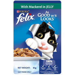 Felix Adult Mackerel in Jelly Wet Cat Food Pouch 85g