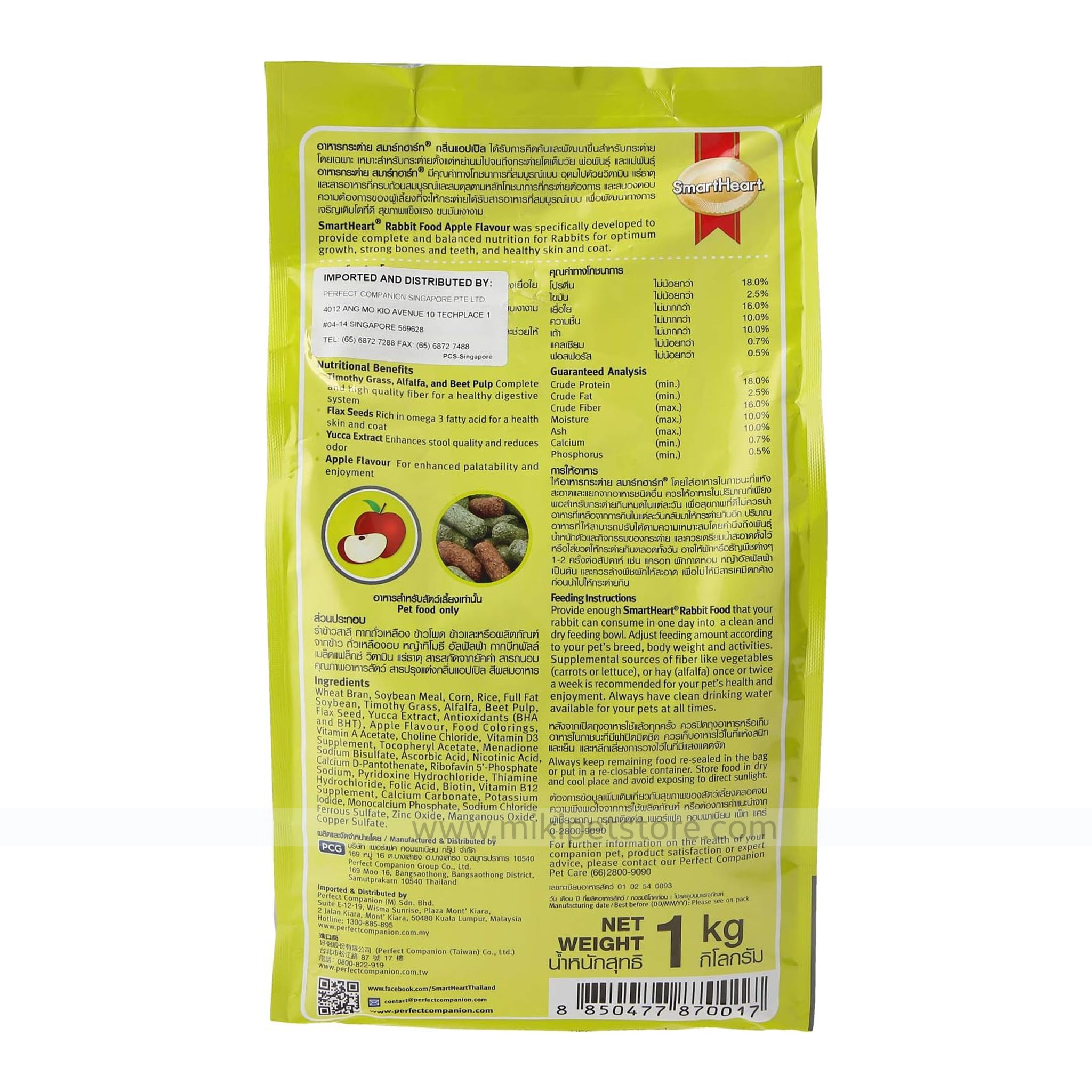 SmartHeart Rabbit Food – Apple Flavour 1kg description