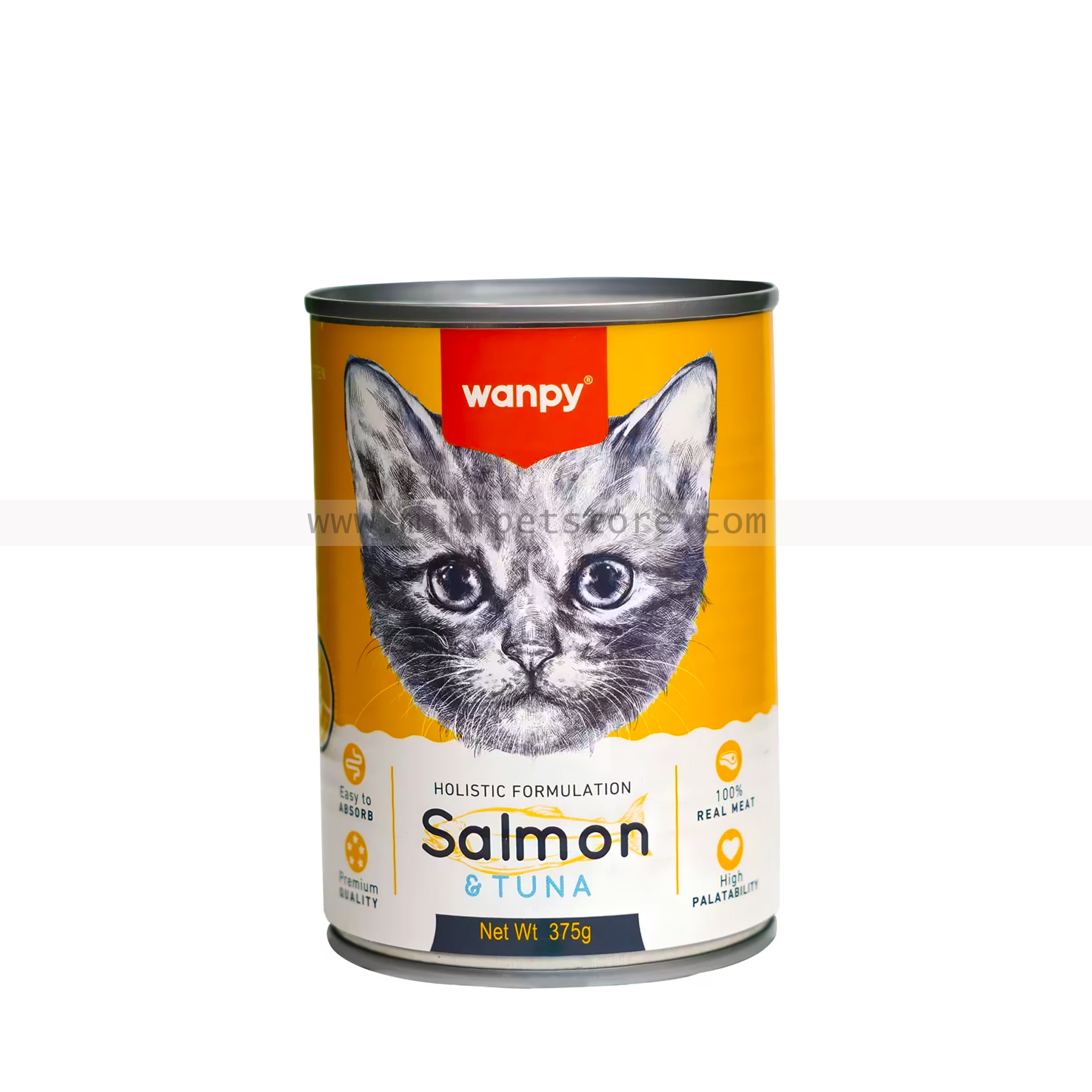 Wanpy Holistic formulation Cat Can for Kitten Tuna+Salmon 375g