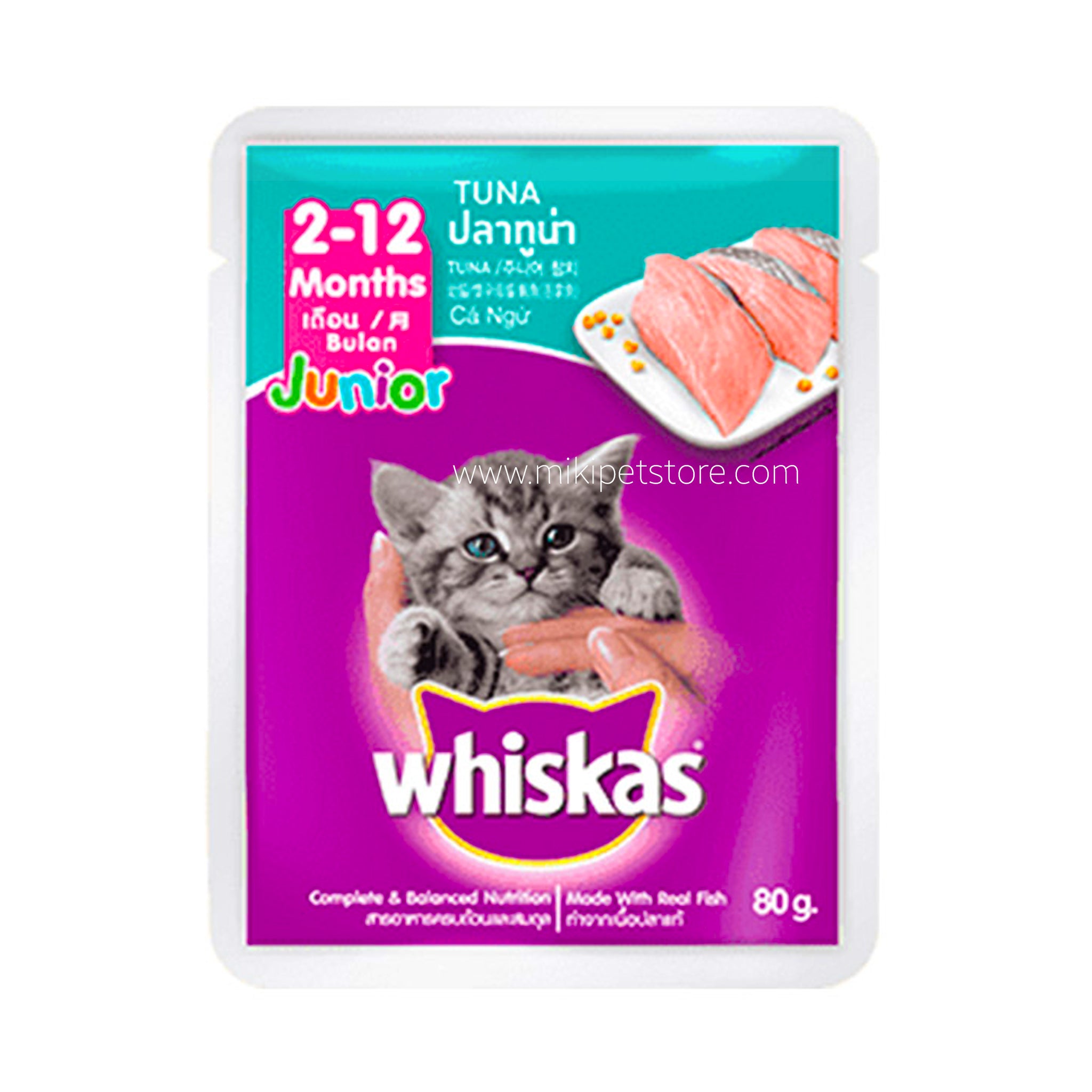 Whiskas Kitten Pouch Junior (2-12 months) – Tuna-80 gm cat pouch