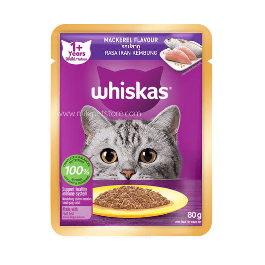 Whiskas 1+ Years Mackerel Flavour -80gm Cat Pouch