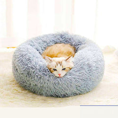Soft Plush Round Pet Bed – Cozy Sleeping House for Cats & Small Dogs