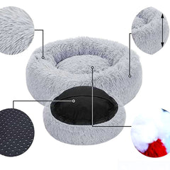Soft Plush Round Pet Bed – Cozy Sleeping House for Cats & Small Dogs