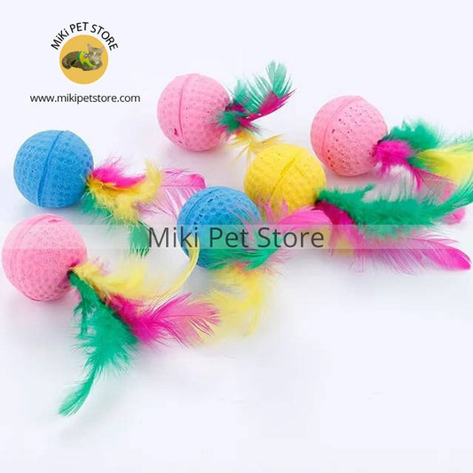 Cat Toys Feather Ball Toys Interactive Cat Teasing Toy