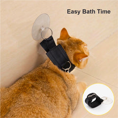 Cat Bath Tether Adjustable Pet Bathing Device Holder with Suction Cup Fixed Rope Grooming Shower Harness Leash for Cats Black