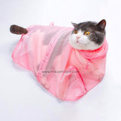 Adjustable Cat Grooming Restraint Bag - Breathable Mesh, Anti-Bite & Anti-Scratch for Bathing, Nail Trimming, Examining, and Ear Cleaning