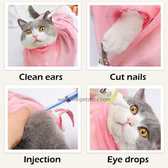 Adjustable Cat Grooming Restraint Bag - Breathable Mesh, Anti-Bite & Anti-Scratch for Bathing, Nail Trimming, Examining, and Ear Cleaning