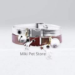 Cat collar bell puppy pet necklace Astronaut pendant letter collar adjustable leather PU jewelry Christmas Cat accessories