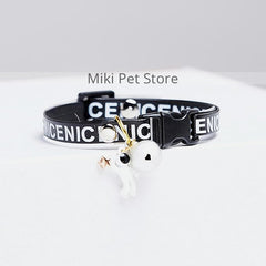 Cat collar bell puppy pet necklace Astronaut pendant letter collar adjustable leather PU jewelry Christmas Cat accessories