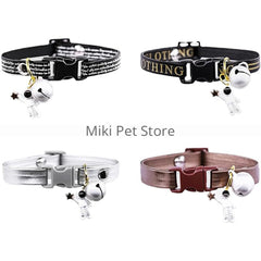 Cat collar bell puppy pet necklace Astronaut pendant letter collar adjustable leather PU jewelry Christmas Cat accessories