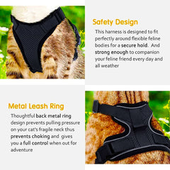 Escape Proof Cat Harness and Leash Set Breathable Mesh Vest