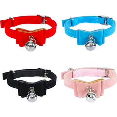 Pet Bell Collar Solid Color Removable Safety Adjustable Bowknot Collar For Cat and puppy
