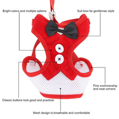 Elegant Bowtie Pet Harness – Adjustable Vest Harness with Leash for Small Dogs & Cats