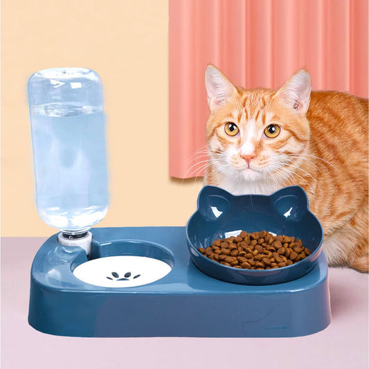 Pet Food & Water Bowl Set – 15° Angle with Automatic Water Dispenser for Cats & Small Dogs