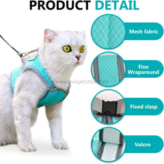 Adjustable Cat Harness and Leash Set for Kittens and Small Dogs