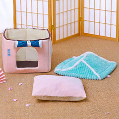 All-Season Enclosed Cat House – Removable & Washable Warm Pet Bed for Cats & Small Dogs