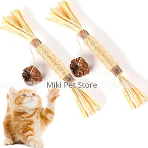 Natural Silvervine Cat Chew Sticks Hemp Rope Dental Toy