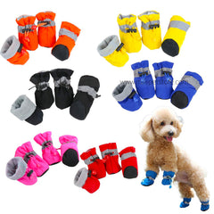 4Pcs Waterproof Winter Anti-Slip Pet Boots – Warm Dog & Cat Shoes