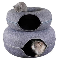 Interactive Donut Cat Bed & Felt Tunnel for Kittens Cats