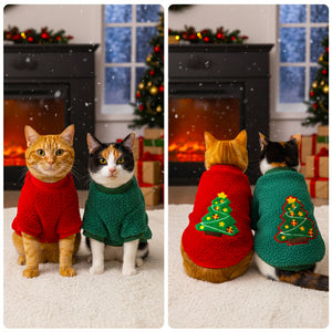 Christmas Fleece Sweatshirt for Pets Warm Cat Dog Winter Costume