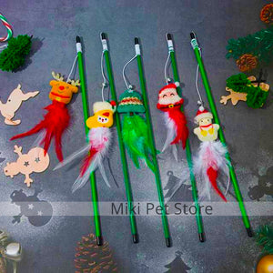 Cartoon Interactive Christmas Pet Cat Teaser Stick